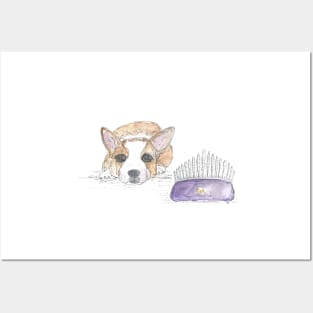 Queen Elizabeth's corgi with tiara tribute illustration. Posters and Art